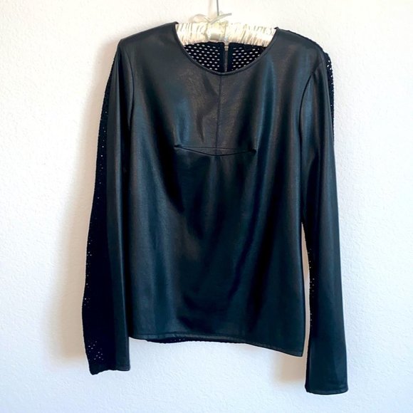 BCBGMAXAZRIA Callan Long Sleeve Contrast Back Top Medium - Picture 6 of 13